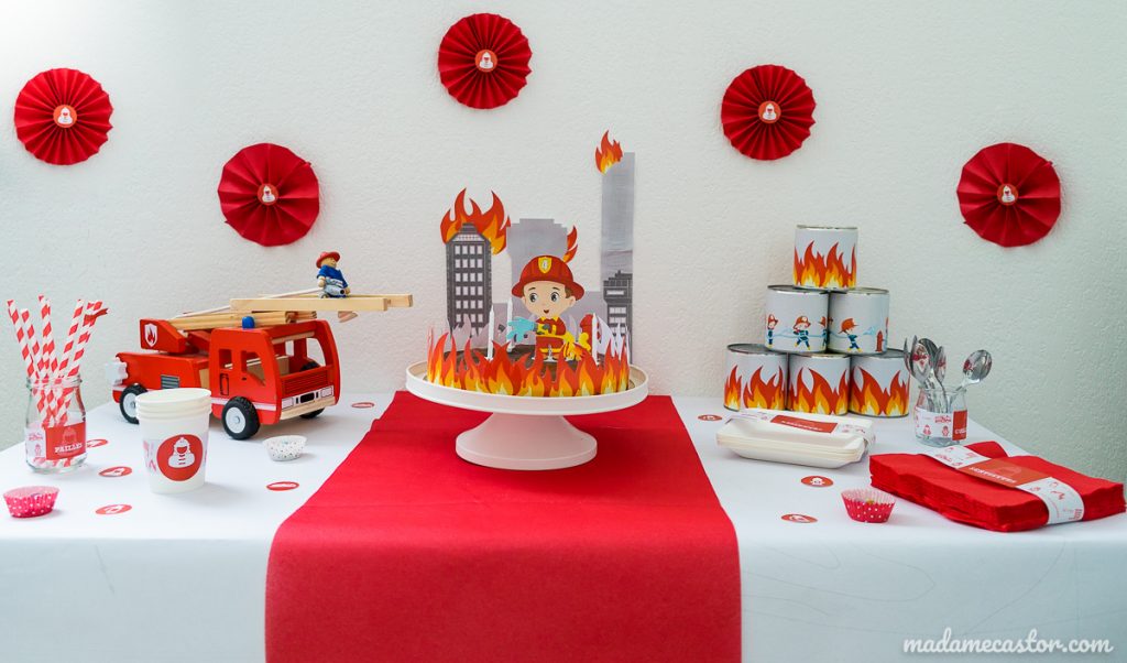 Décoration anniversaire pompiers enfant